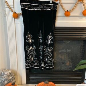 Black Velvet Embellished Skirt